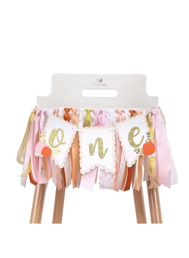 Agkvw Little Pumpkin 1st Birthday Banner - Pink Orange Ribbon High Chair Decor, Cake Smash Props - Image 1