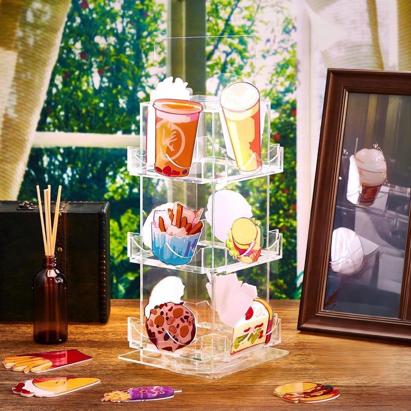 Marsui 3 Tier Rotating Sticker Display Stand, 4 Sided Sticker Holder, 360Â° Rotating No Assembly Required Clear Acrylic for Christmas Stickers, Greeting Card, Postcard(12.6 x 5.9 x 5.9 Inches) - Image 5