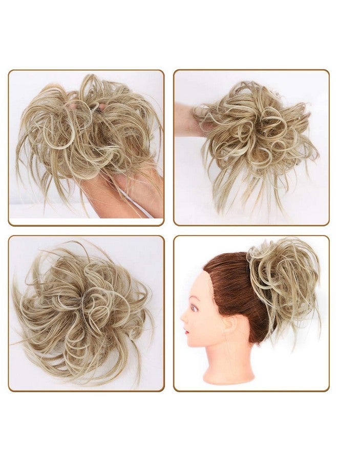 Lativ Ativ Messy Hair Bun Tousled Updo Scrunchies Extension With Elastic Rubber Band Accessories Pieces For Women Girls (Messy Bun Bleach Blonde) - Image 5
