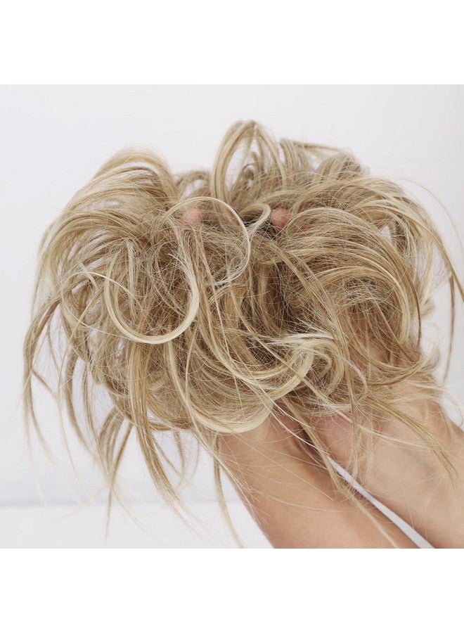 Lativ Ativ Messy Hair Bun Tousled Updo Scrunchies Extension With Elastic Rubber Band Accessories Pieces For Women Girls (Messy Bun Bleach Blonde) - Image 3