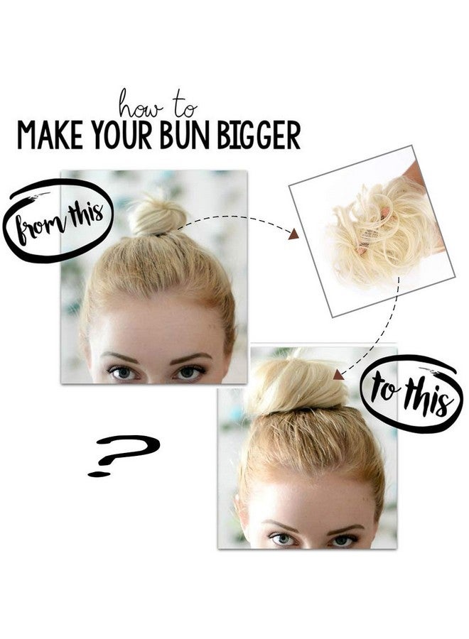 Lativ Ativ Messy Hair Bun Tousled Updo Scrunchies Extension With Elastic Rubber Band Accessories Pieces For Women Girls (Messy Bun Bleach Blonde) - Image 4