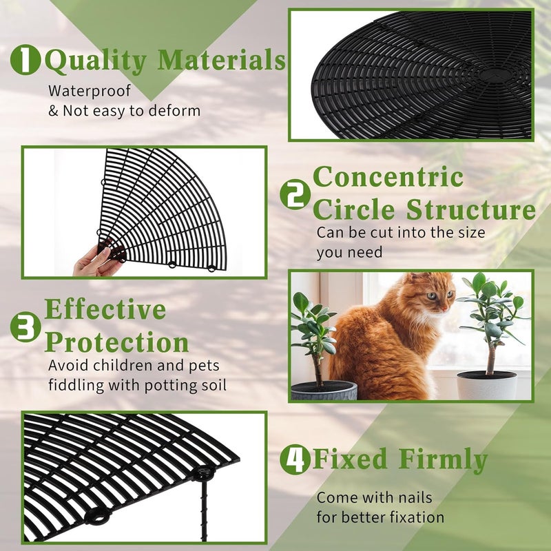 Sawysine 3 Pcs Plant Pot Cover Plant Protector from Animal Plant Pot Grid with Center Cutout Flower Cover Soil Protectors for Plants (Black, 20.5 in) - Image 4