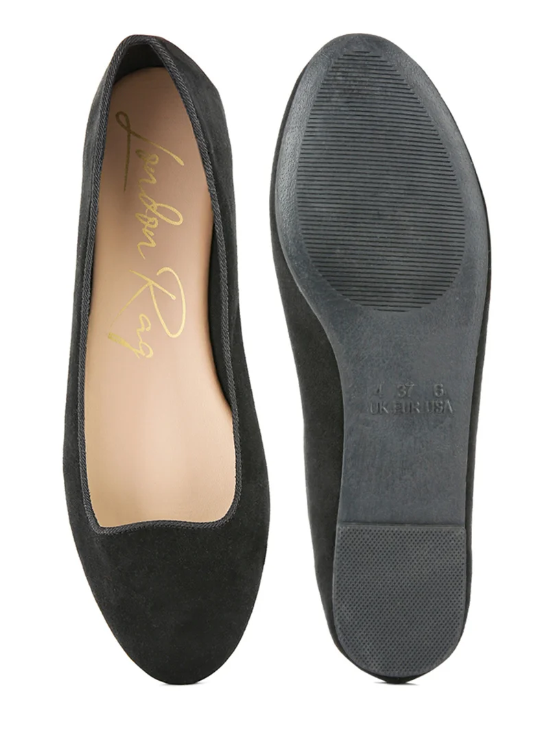 London Rag Black Microfiber Casual Ballerinas