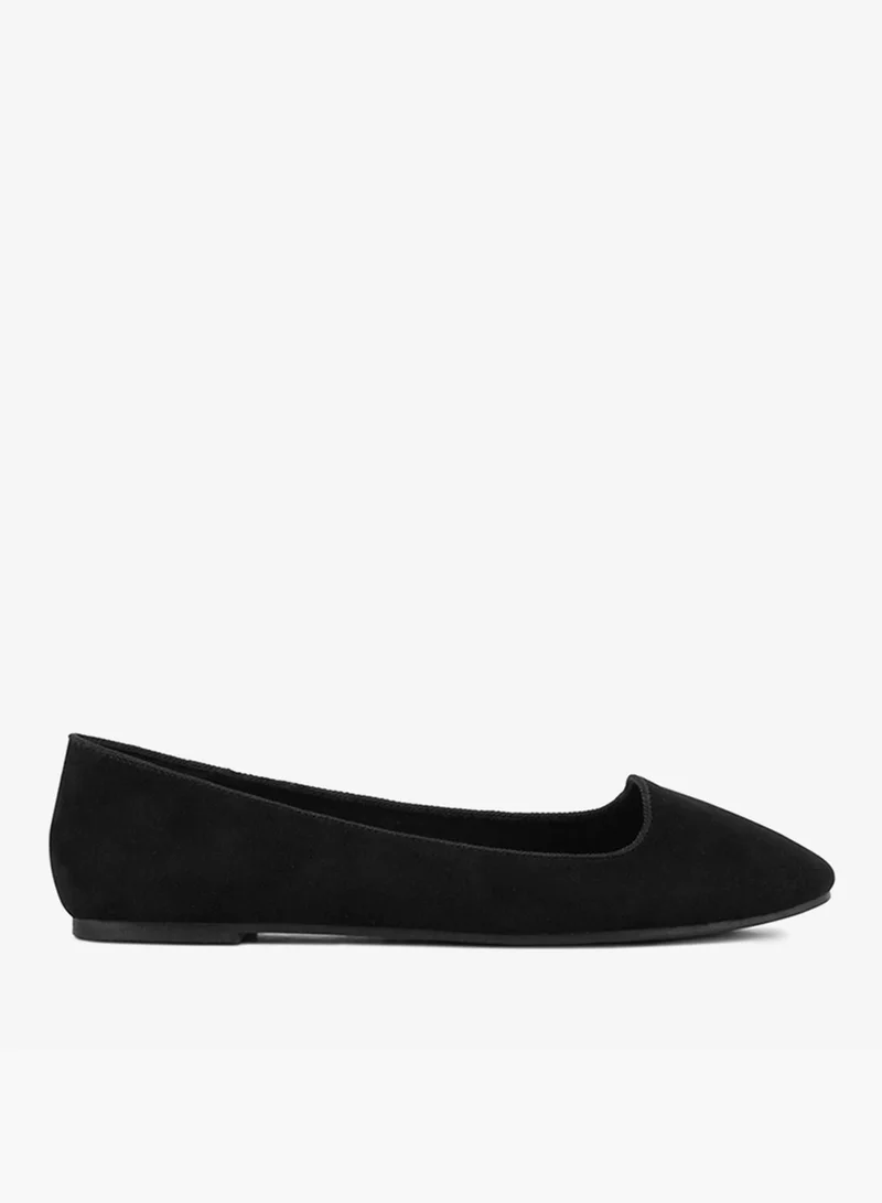 Black Microfiber Casual Ballerinas
