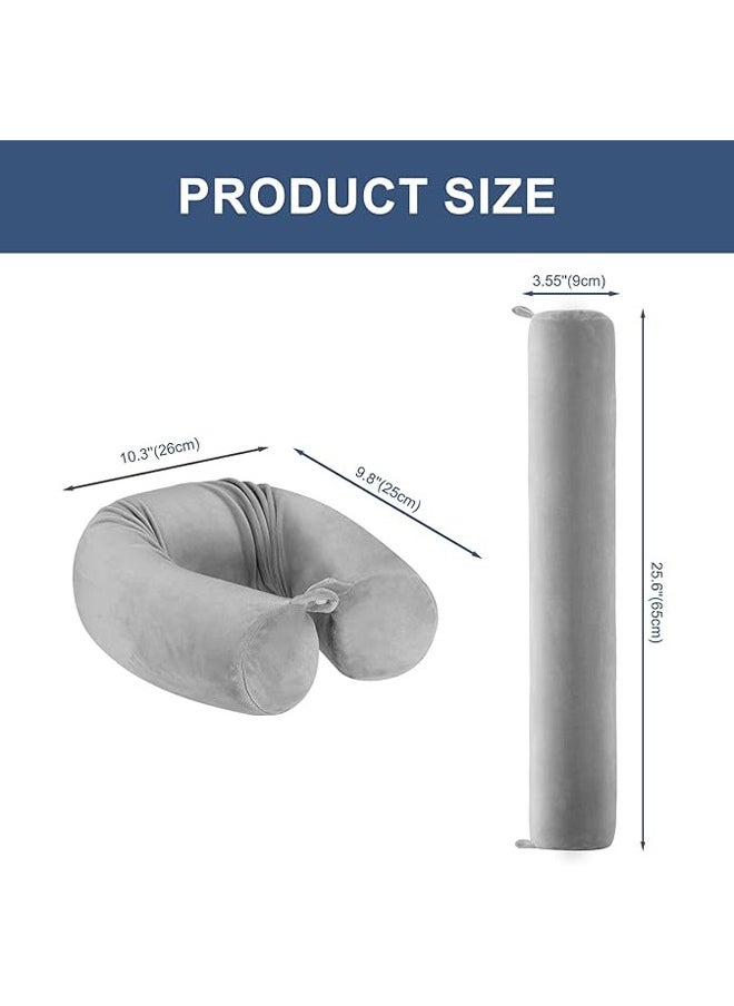 Arabest Twist Memory Foam Travel Pillow Neck,Chin,Shoulder,Lumbar and Leg Support for Adult Airplane Traveling,Bus,Train and Office(Grey)  - Image 5