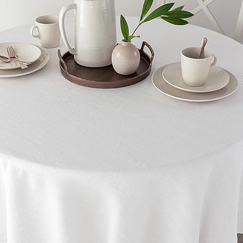 Benson Mills Cameron Textured Fabric Table Cloth, for Everyday Home Dining, Parties, Weddings & Holiday Tablecloths (70" Round, White) - Image 3