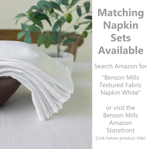 Benson Mills Cameron Textured Fabric Table Cloth, for Everyday Home Dining, Parties, Weddings & Holiday Tablecloths (70" Round, White) - Image 2
