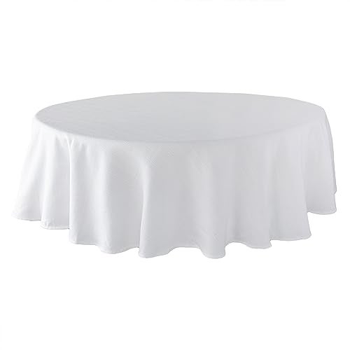 Benson Mills Cameron Textured Fabric Table Cloth, for Everyday Home Dining, Parties, Weddings & Holiday Tablecloths (70" Round, White) - Image 5