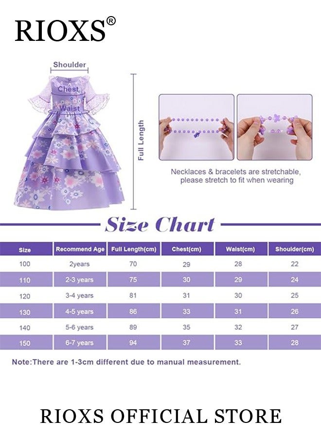 RIOXS Kids Girls Isabella Princess Costume Mirabel Cosplay Gown Fancy Party Short Sleeve Dress Up For Child  - Image 4