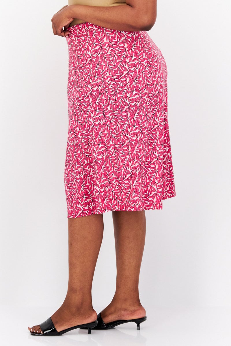 Kasper  Women Floral Pull On Midi Skirt, Pink - Image 4