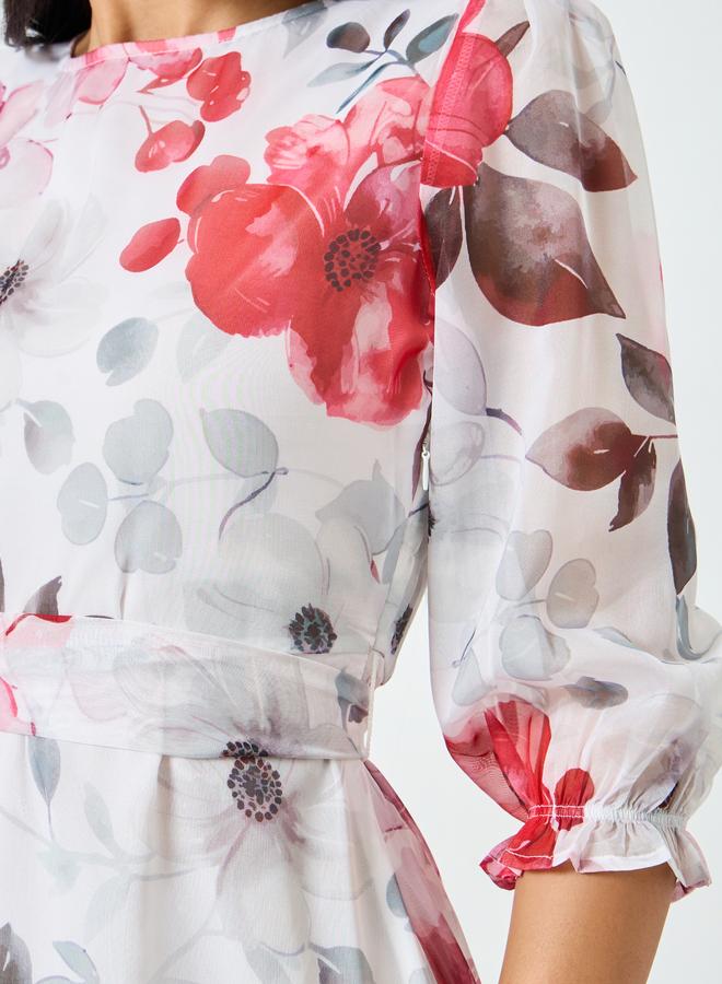 Styli Floral Print Organza A-Line Maxi Dress - Image 4