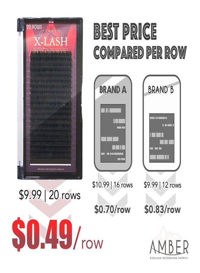 Amber Lash X-Lash, Mink Lash for Eyelash Extension Thickness 0.20mm (14mm, L) - Image 3