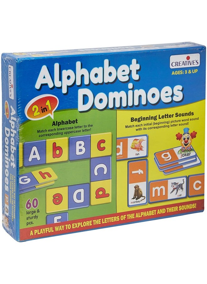 Creative's - Creative's Alphabet Dominoes | 2 in 1 Learning Alphabet Cards Game | Beginning Letter Sounds | Educational Cards Game for Kids | Picture Words Cards Game | Ages 3 & Up - Image 1