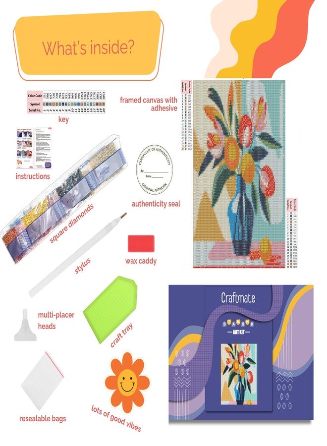 CRAFT MATE CRAFTMATE DIY Diamond Painting Art Kit – Framed Crystal Canvas Craft Kit for Adults & Kids | Tropical Fruit Diamond Art Kit | 20 x 30 cm - Image 4