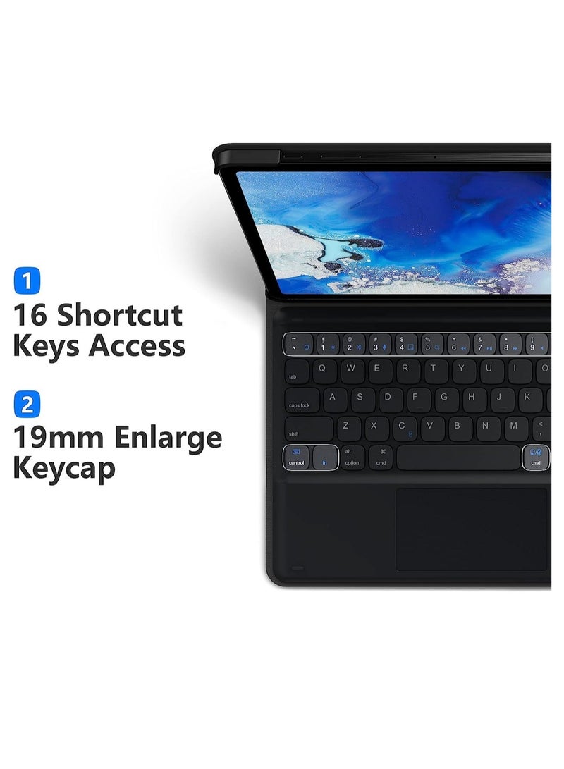 ELTRAZONE Galaxy Tab S8 Keyboard Case, Touchpad with S Pen Slot, for Samsung Galaxy Tab S8 / S7 11 inch, Rechargeable & Detachable BT Keyboard, PU Slim Cover - Image 4