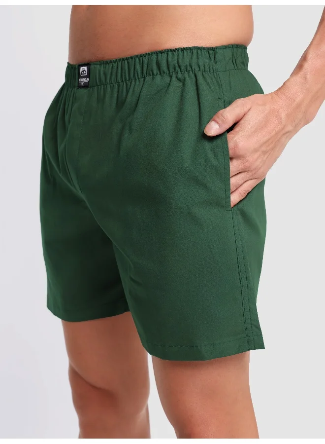 Beyoung Plain Bottle Green Mens Boxer