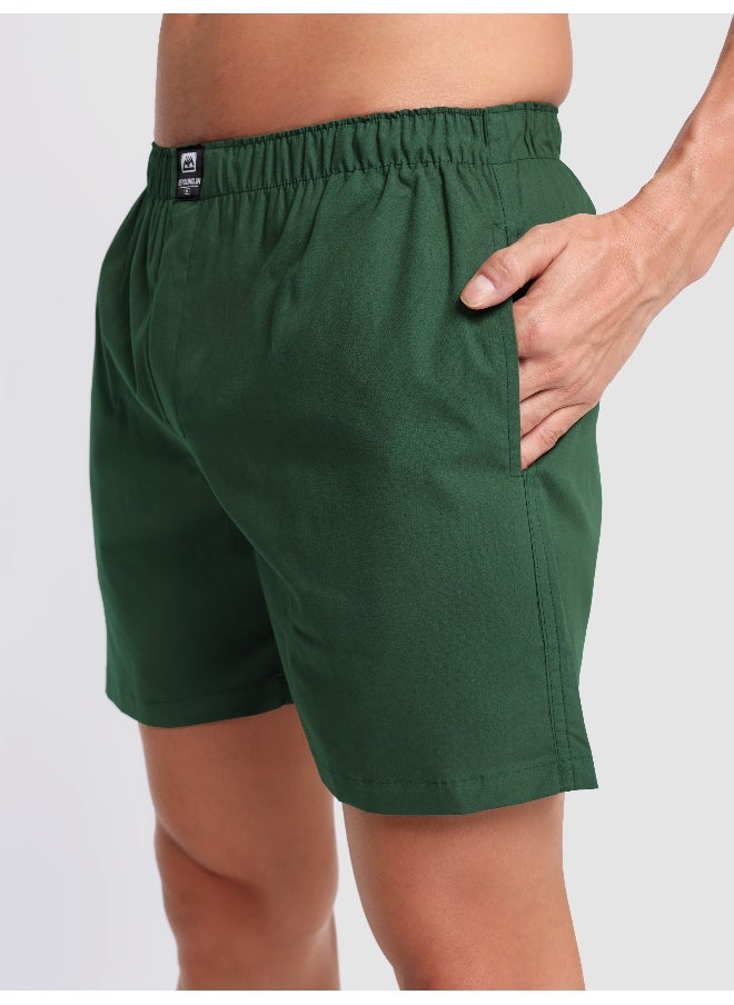 Beyoung Plain Bottle Green Mens Boxer  - Image 3