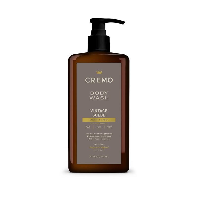 Cremo Rich-Lathering Vintage Suede Body Wash for Men, A Vintage Suede with Notes of White Moss and Rich Amber, 32 Fl Oz - Image 1