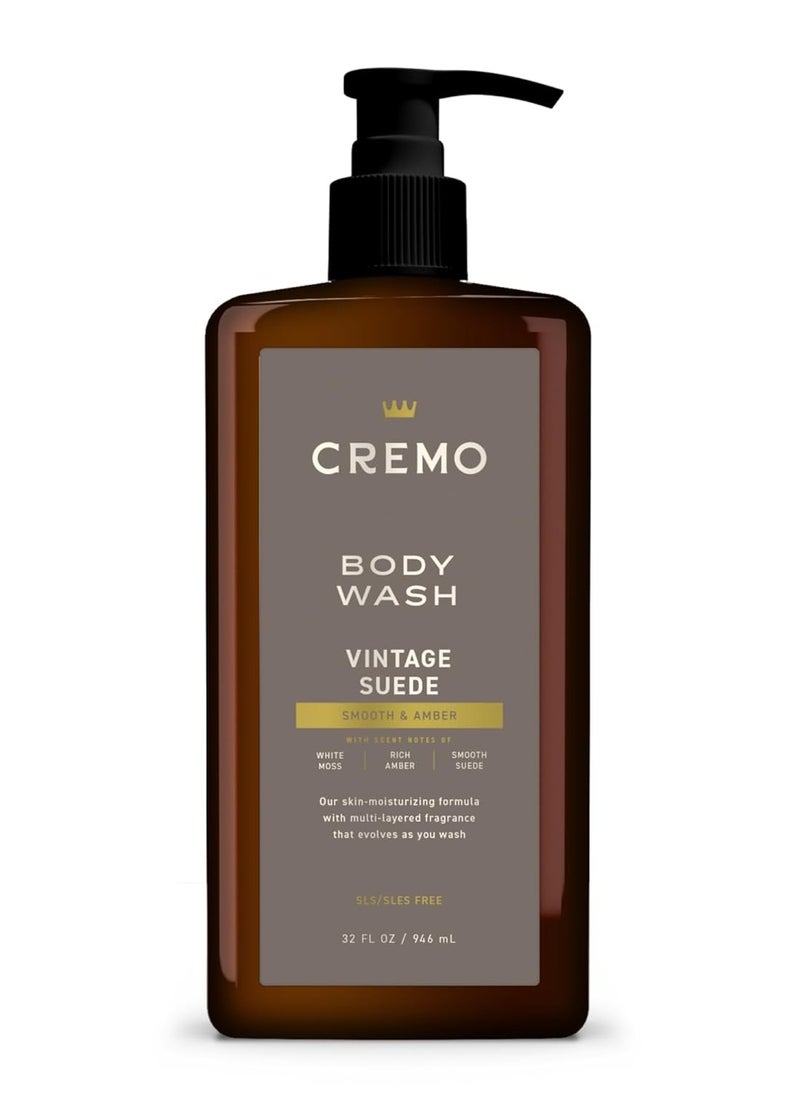 cremo Cremo Rich-Lathering Vintage Suede Body Wash for Men, A Vintage Suede with Notes of White Moss and Rich Amber, 32 Fl Oz  - Image 1