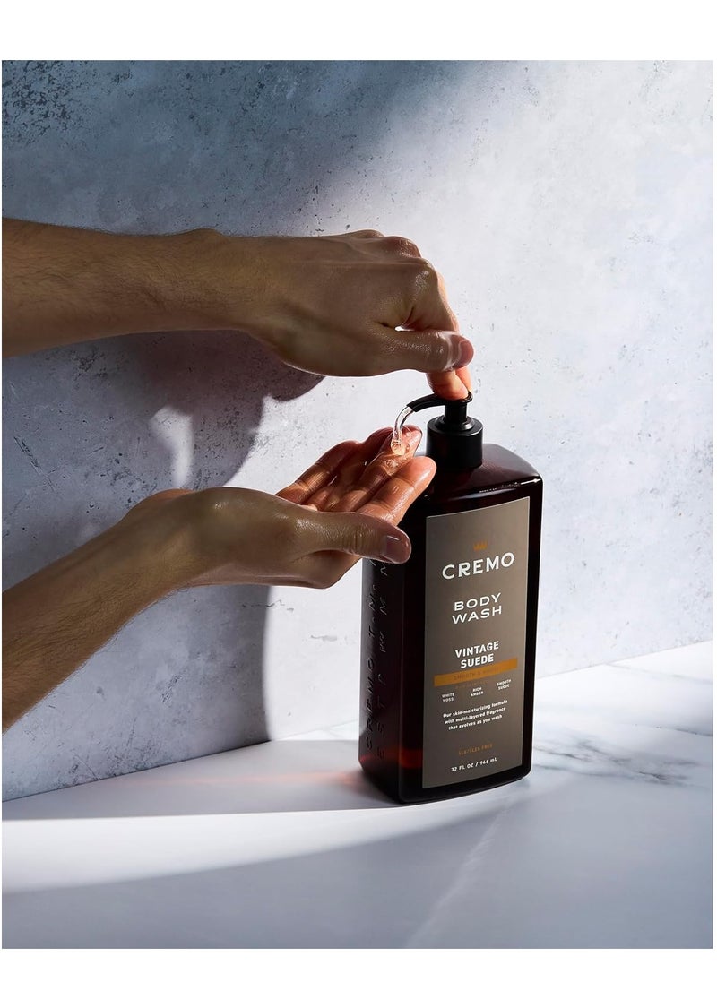 cremo Cremo Rich-Lathering Vintage Suede Body Wash for Men, A Vintage Suede with Notes of White Moss and Rich Amber, 32 Fl Oz  - Image 2