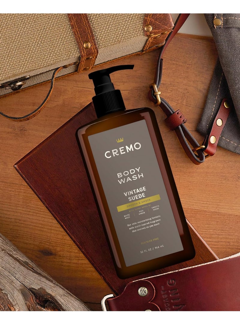cremo Cremo Rich-Lathering Vintage Suede Body Wash for Men, A Vintage Suede with Notes of White Moss and Rich Amber, 32 Fl Oz  - Image 4