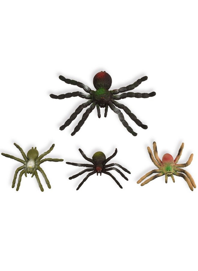 BOHS Jiggly Spider Mom And Spiderlings Stretch & Squeeze 4Piece Rubber Realistic Big Soft Halloween Squishy Toy Prank Bugs - Image 1