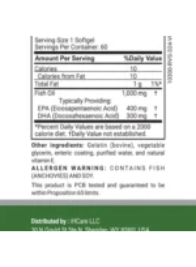 NATURE'S CHEC Nature’s Check Omega-3 Fish Oil 1000mg – EPA & DHA Enteric Coated – Supports Heart, Brain & Joint Health – 60 Softgels - Image 2