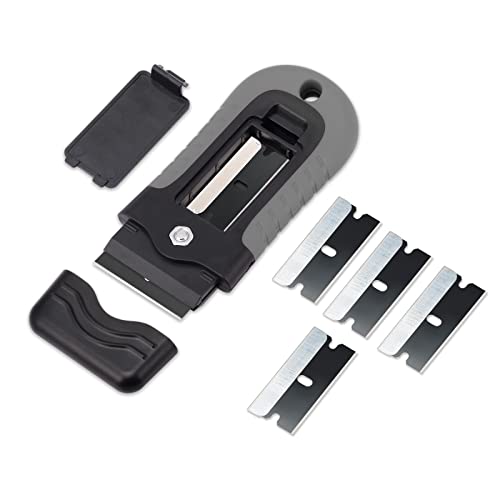 Gomake Locking Razor Blade Scraper with Safety Cap, Glass Cooktop Scraper with 10PCS Black Carbon Steel Blades for Glass Clean, Paint and Old Label,Decal Sticker Remover, Stove Top Scraper Tool - Image 5