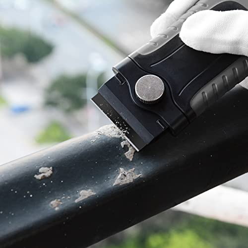 Gomake Locking Razor Blade Scraper with Safety Cap, Glass Cooktop Scraper with 10PCS Black Carbon Steel Blades for Glass Clean, Paint and Old Label,Decal Sticker Remover, Stove Top Scraper Tool - Image 3