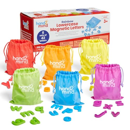 hand2mind Rainbow Lowercase Magnetic Letters, Plastic Magnetic Letters for Classroom, Alphabet Letters for Kids, Letter Recognition for Kindergarten, Word Building Letter Magnets for Kids (Set of 6) - Image 1