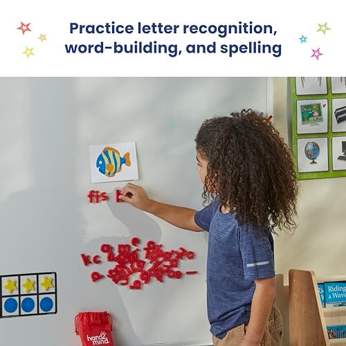 hand2mind Rainbow Lowercase Magnetic Letters, Plastic Magnetic Letters for Classroom, Alphabet Letters for Kids, Letter Recognition for Kindergarten, Word Building Letter Magnets for Kids (Set of 6) - Image 4