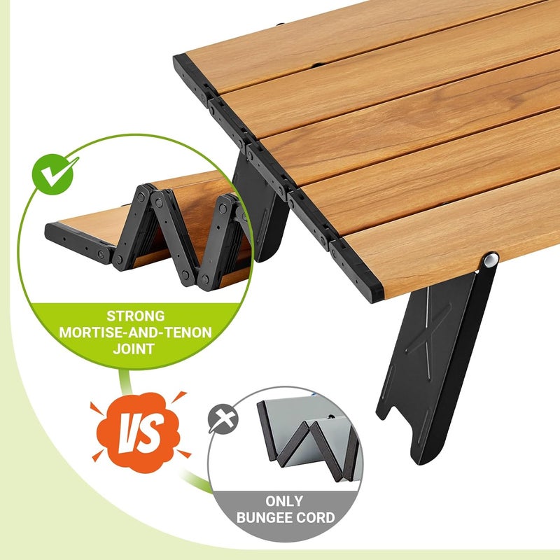 ATEPA Ultralight Compact Camping Table, Backpack Mini Folding Alu. Table for Picnic, Tent, Beach (Wood, Small) - Image 5