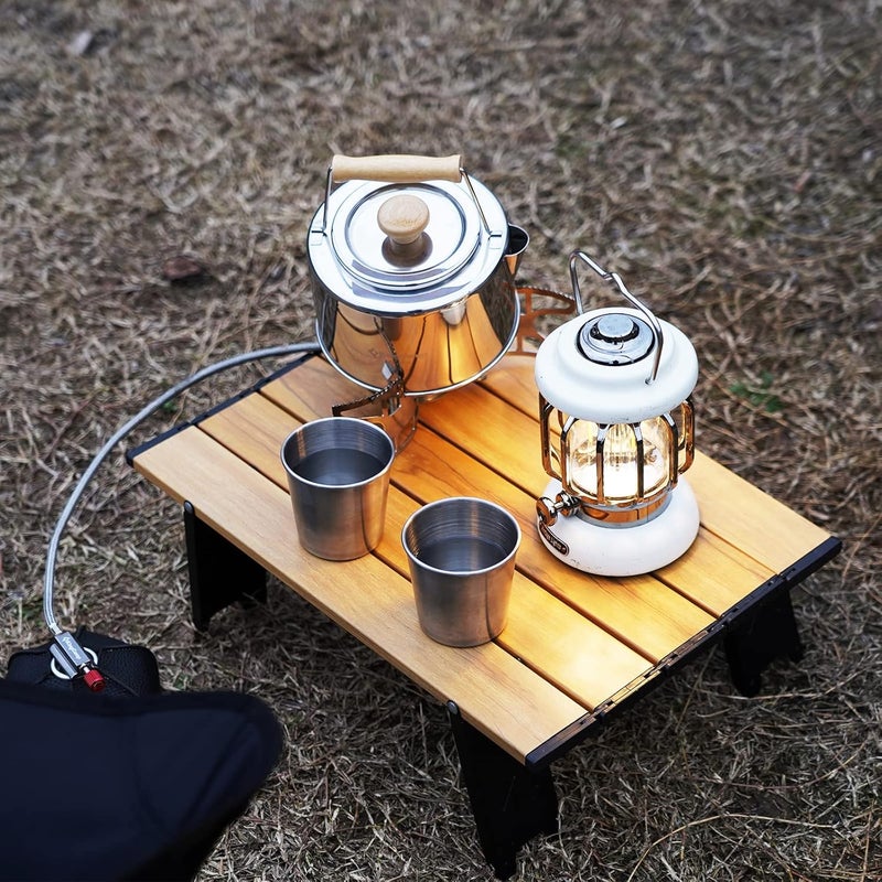 ATEPA Ultralight Compact Camping Table, Backpack Mini Folding Alu. Table for Picnic, Tent, Beach (Wood, Small) - Image 2