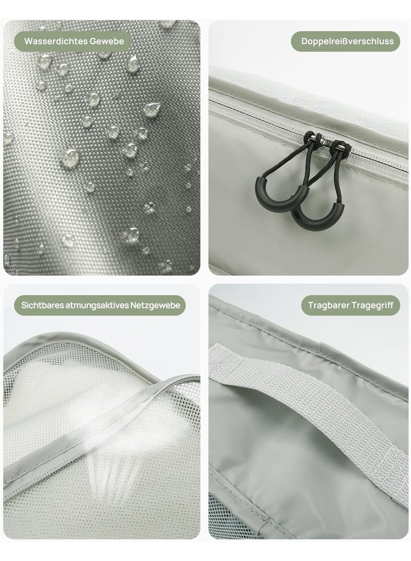 Carttiya 8-Teilige Koffer Organizer Travel Essentials, Wasserdicht Ultraleichter und langlebiger PackwüRfel Koffer Organizer Mit Kosmetiktasche (Hellgrau) - Image 4