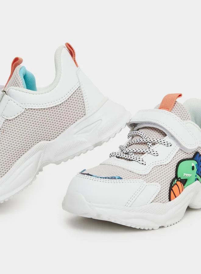 Styli Styli Boys Dino Accent Hook And Loop Sneakers