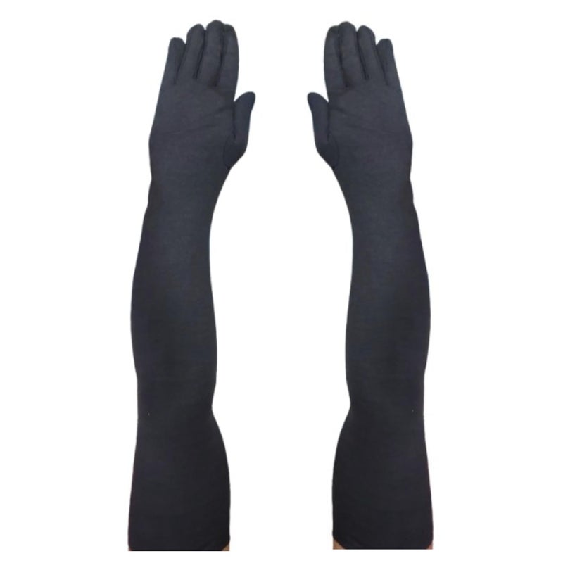 Tradehub® Men's & Women's Cotton Pollution and Sunburn Sunlight Protection Full Hand Gloves arm sleeves glove for Biking and Driving Summer glove Dust- (Pack of 1 Pair, Black) - Image 5