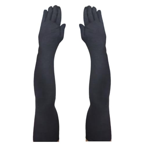 Tradehub® Men's & Women's Cotton Pollution and Sunburn Sunlight Protection Full Hand Gloves arm sleeves glove for Biking and Driving Summer glove Dust- (Pack of 1 Pair, Black) - Image 1