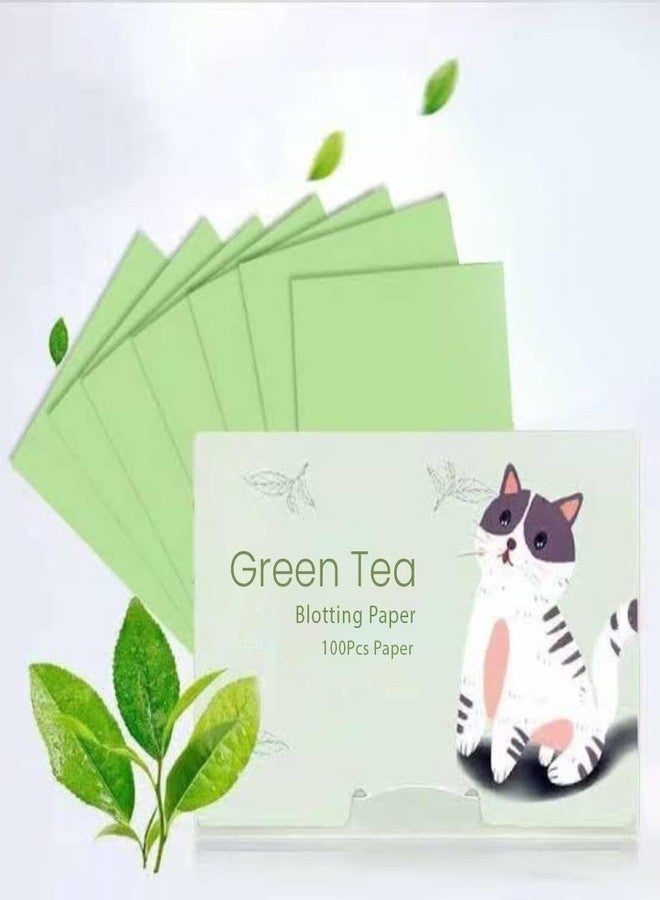 DAXANSTORE Green Tea Infused Premium Oil Blotting Sheets, Thick Facial Blotting Papers for Oily Skin, Acne Control, and Makeup-Friendly Shine Control - Portable Dispenser Pack for Women and Men (GREEN) - Image 1