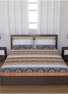 Status Contract Spring Summer Collection- Cotton Feel Double Bedsheet with 2 Pillow Covers for Bed Room, Home, Hotel-120 GSM, Stripped, 210 X 230 Cm  - Image 2