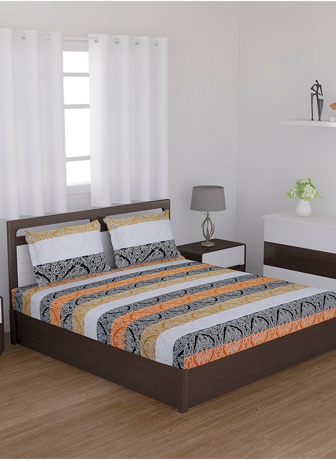 Status Contract Spring Summer Collection- Cotton Feel Double Bedsheet with 2 Pillow Covers for Bed Room, Home, Hotel-120 GSM, Stripped, 210 X 230 Cm  - Image 3