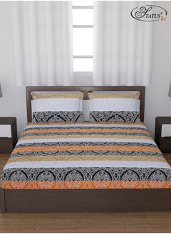 Status Contract Spring Summer Collection- Cotton Feel Double Bedsheet with 2 Pillow Covers for Bed Room, Home, Hotel-120 GSM, Stripped, 210 X 230 Cm  - Image 1