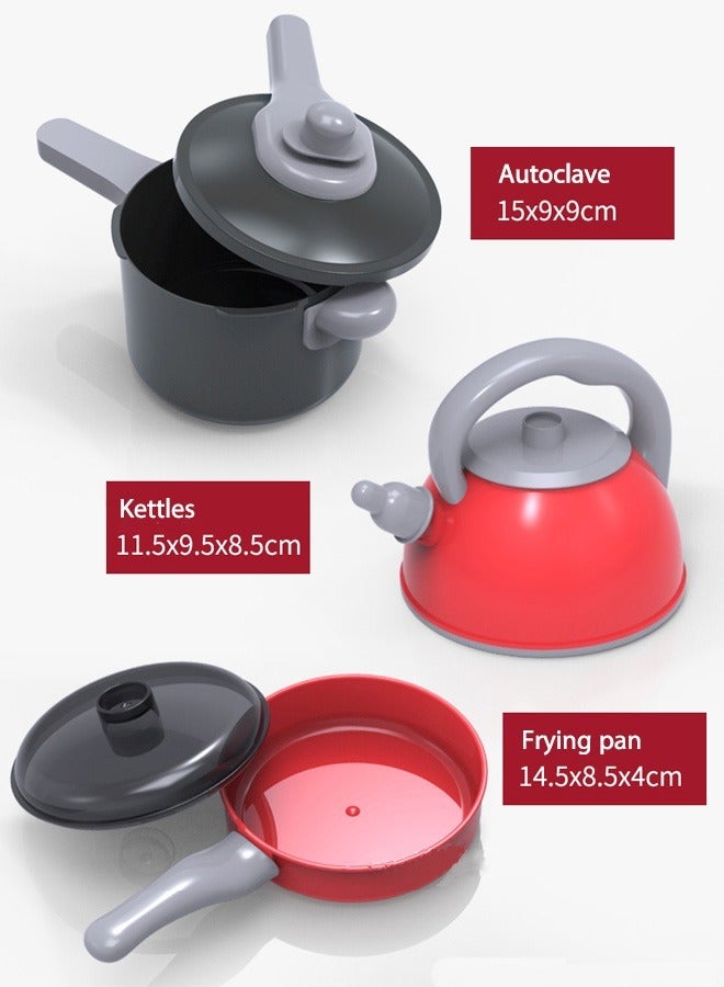 59Pcs Kitchen Toys Kids Kitchen Pretend Play Toys Set Kids Play Cooking Set Cutting Play Food And Vegetables Play Kitchen Accessories For Girls Boys (Red) - Image 3