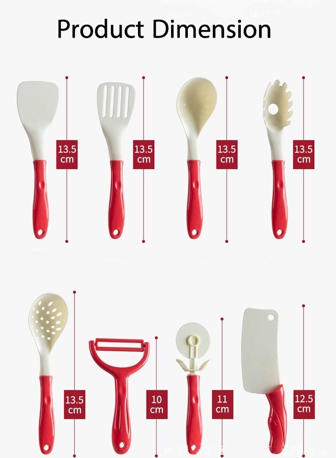 59Pcs Kitchen Toys Kids Kitchen Pretend Play Toys Set Kids Play Cooking Set Cutting Play Food And Vegetables Play Kitchen Accessories For Girls Boys (Red) - Image 2