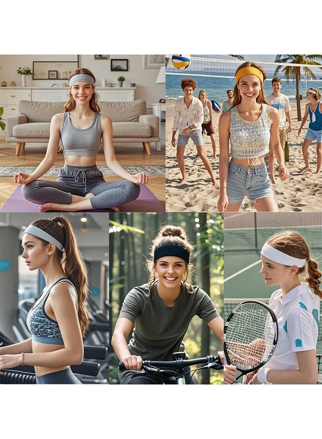 YJ 8PCS Non Slip Fashion Sports Hair Bands, Soft Cotton Fabric Stretch Headbands for Man Women for Exercise, Yoga and Running - Image 5
