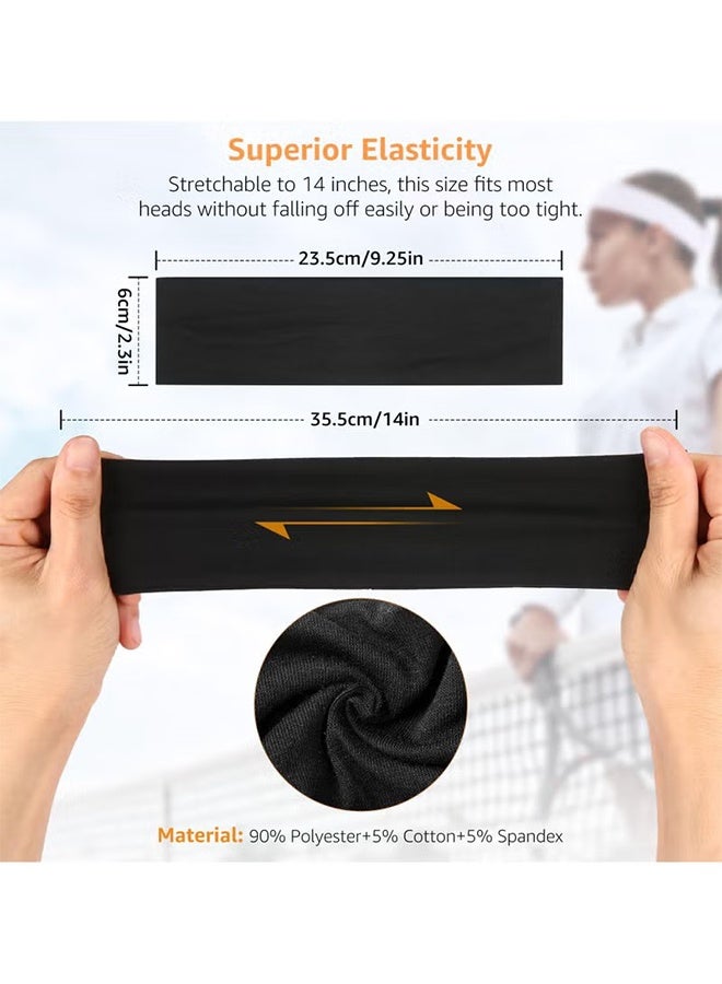 YJ 8PCS Non Slip Fashion Sports Hair Bands, Soft Cotton Fabric Stretch Headbands for Man Women for Exercise, Yoga and Running - Image 2