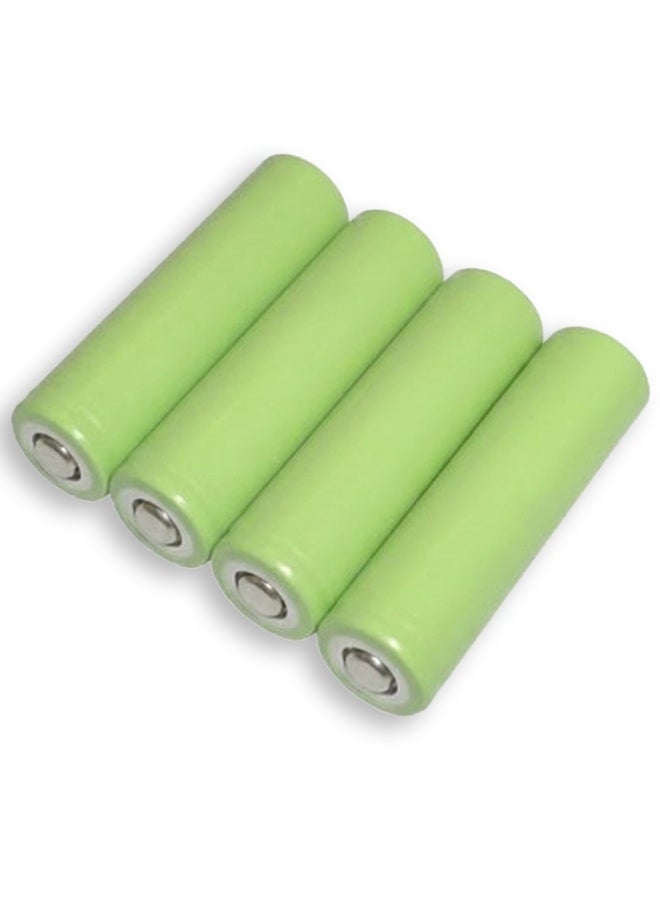 بطارية بدون رأس، 3.7 فولت/1800 مللي أمبير/ساعة (AA)، بطارية قابلة للشحن لأضواء الألعاب LED والمصابيح الكاشفة وبنك الطاقة والأجهزة الإلكترونية، 4 قطع - أخضر