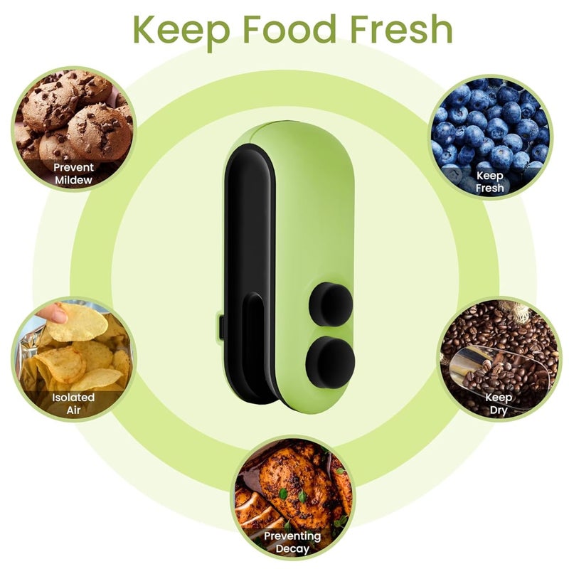 TEKCOOL Portable Mini Sealing Machine, Handheld Packet Sealer for Food, Snacks, Chips, Fresh Storage, Plastic Bags Sealing Machine, 1 Year Warranty (Green)' - Image 5