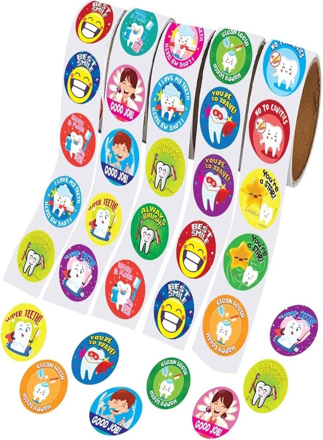 ArtCreativity Dental Sticker Rolls Assortment - Set Includes 500 Dental Themed Stickers - Dental Reward, Goodie Bag Fillers, Party Favors - Fun Craft Tool for Children Ages 3+ - Image 1