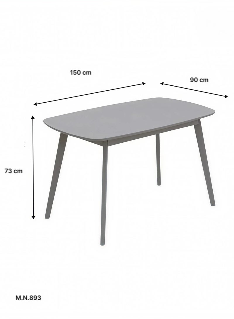 Concent Malaysian Made Wooden Dining Table Set with 6 Padded Chairs - White/Grey - Image 5