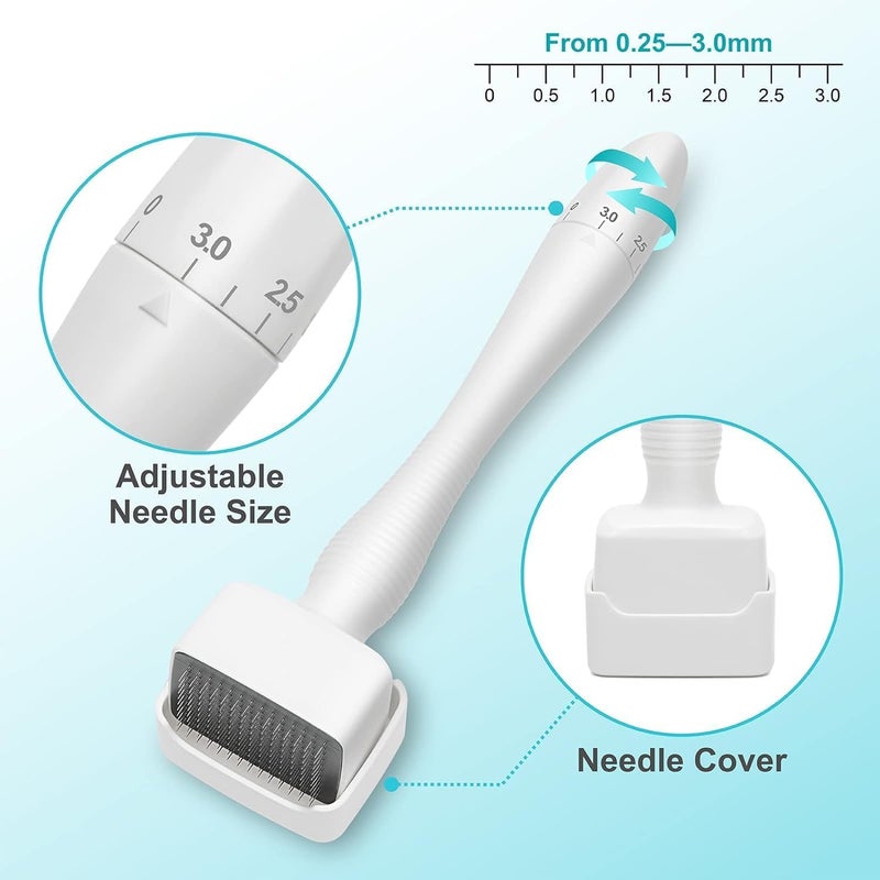 OXILY OXILY Derma Stamp for Hair Growth Titanium Coated Adjustable Needles 025mm to 3mm 140 Microneedling Stamp for Skin Repair Face Hair Beard Growth Reduces Acne Scars Safe Effective To Use - Image 5